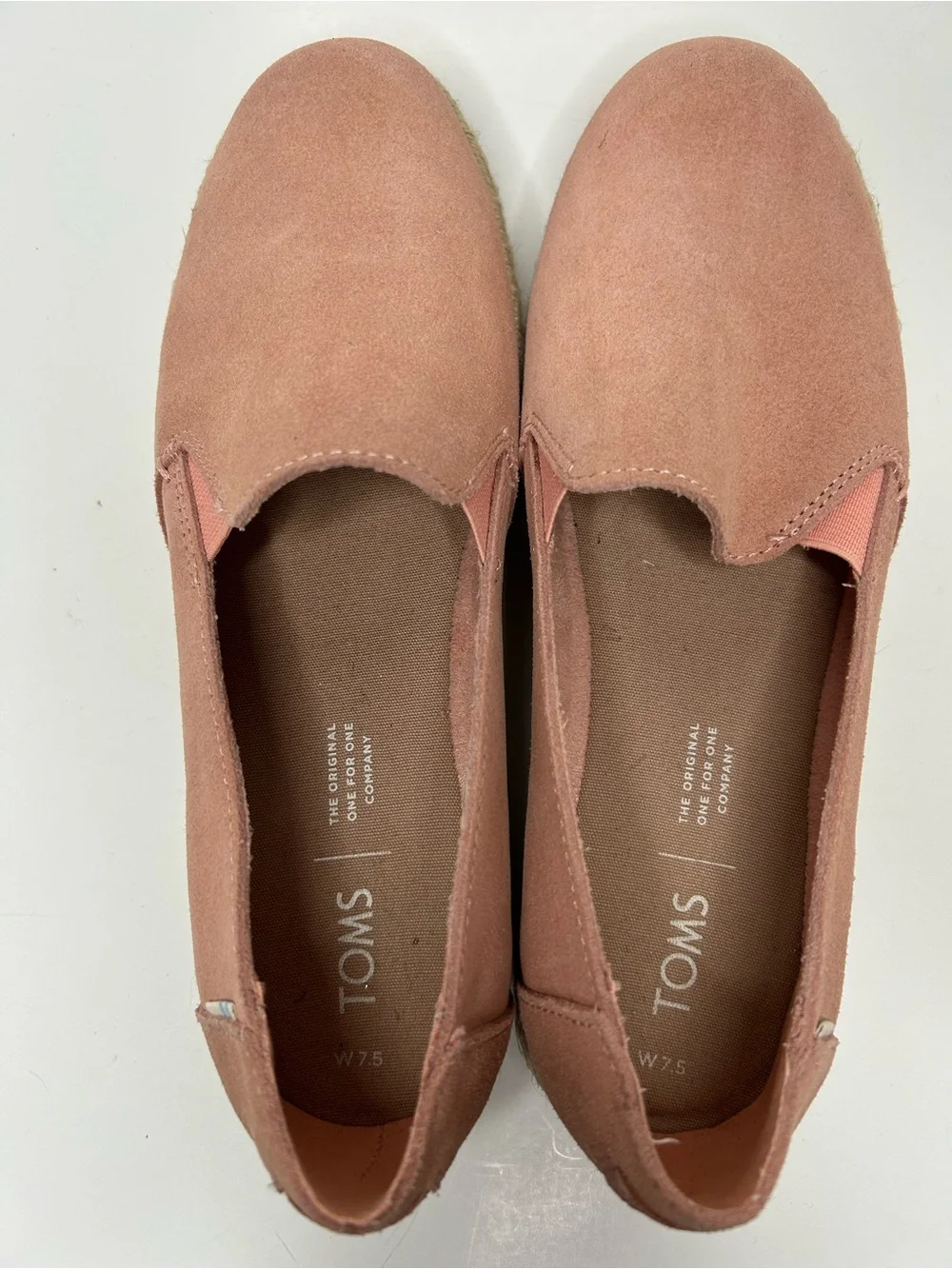 Tom’s Casual Palma Espadrille Coral Pink Flat Loafer Size W 7.5